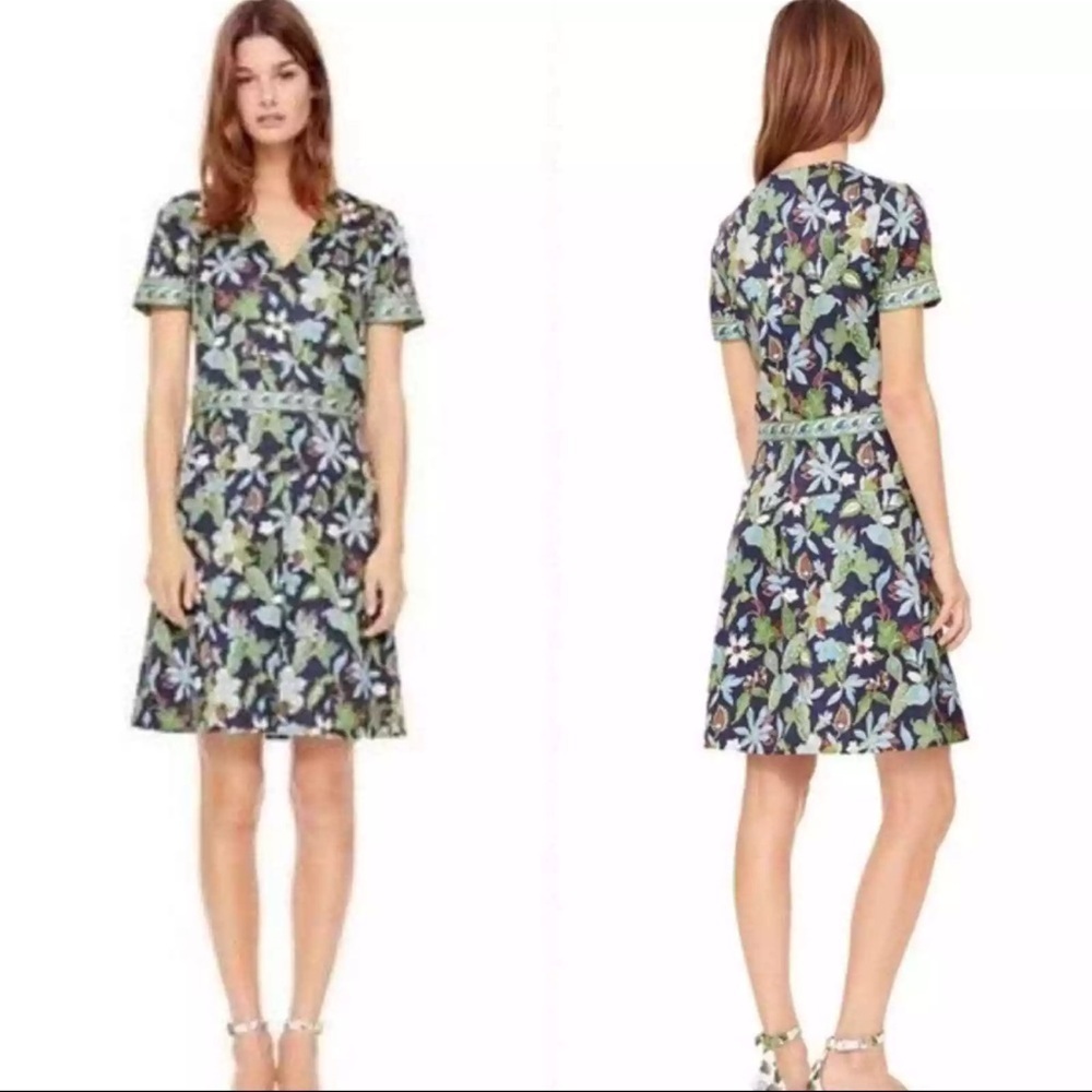 Tory Burch Garden Wisteria Silk Printed Dress size 10